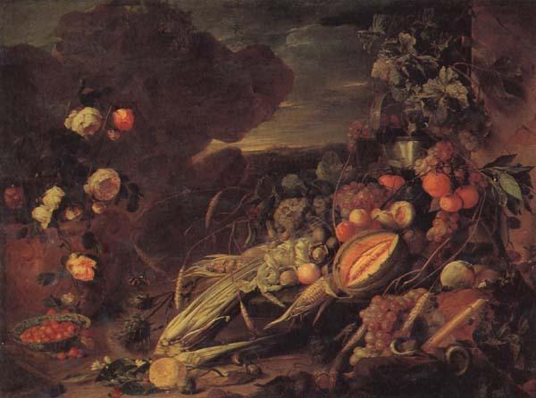 Jan Davidsz. de Heem Fruit and Flowers in a Vase oil painting image